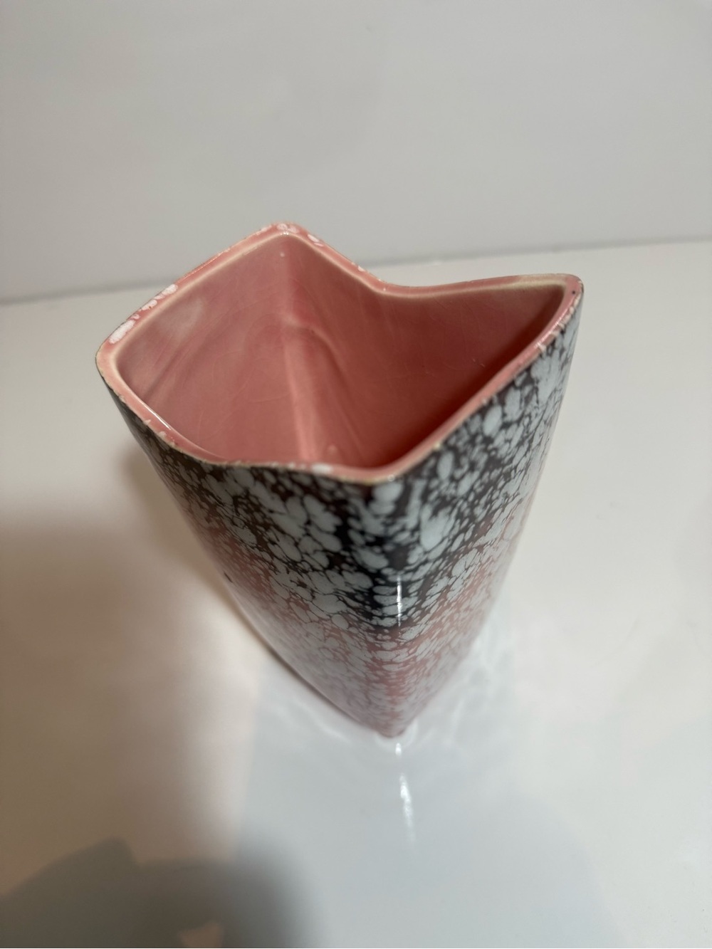 Vintage MCM Royal Copley USA Pink- Brown Speckled Retro Vase Mid-Century 1950s - Picture 7 of 8